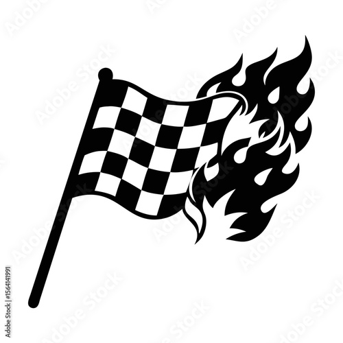 Flaming Race Flag Illustrating Speed, Competition, and the Thrill of Victory