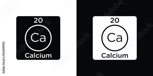 Calcium icon simple flat graphic illustrations. Black and white silhouette vector