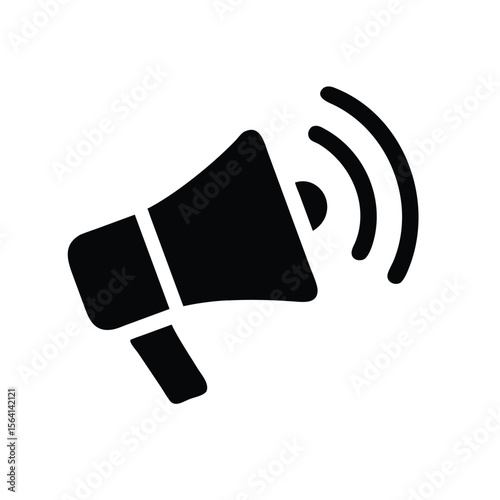 Black Megaphone Sound Waves announcement communication