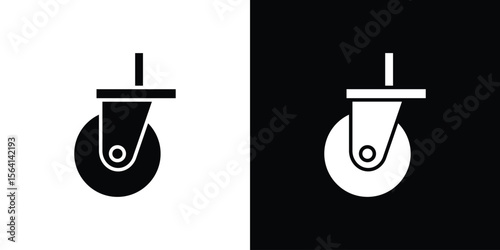 Cart trolley wheel icon simple flat graphic illustrations. Black and white silhouette vector