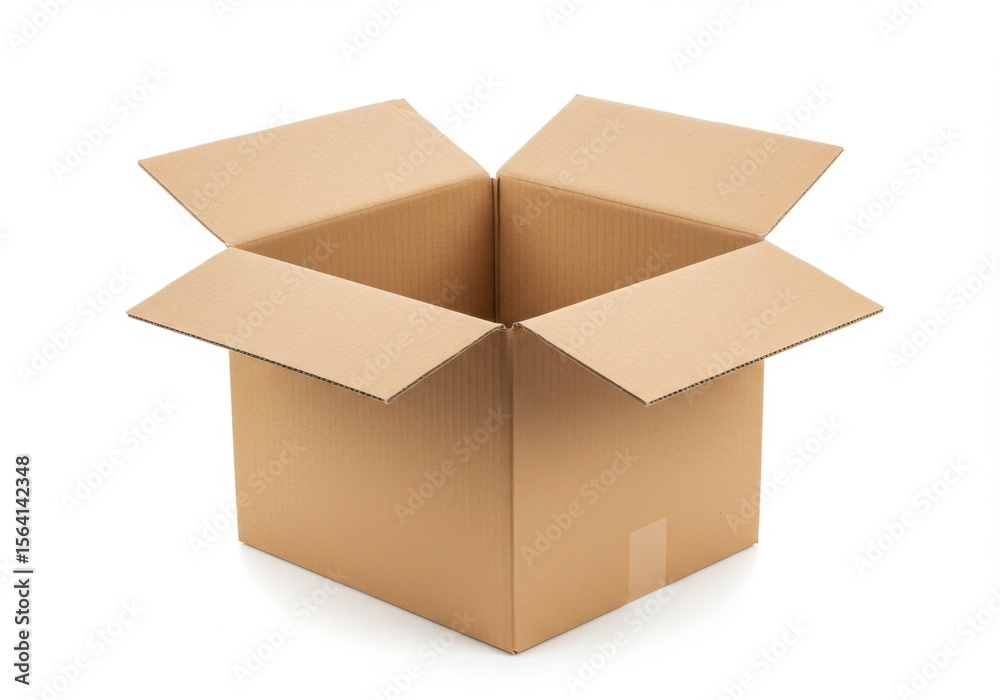 An empty open brown cardboard box, isolated on white background An empty open brown cardboard box, isolated on white background