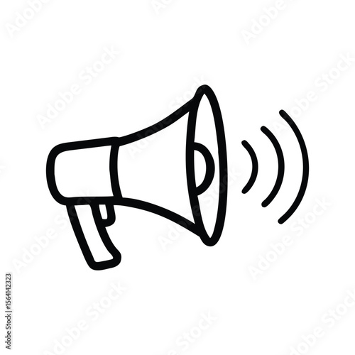 Black megaphone sound waves icon announcement communication