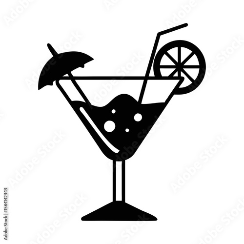 Stylized image of an elegant martini cocktail with fruity citrus garnish