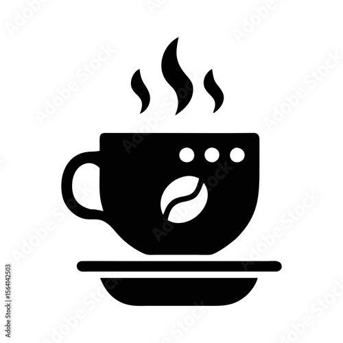A cup of hot coffee with steam on a saucer illustration