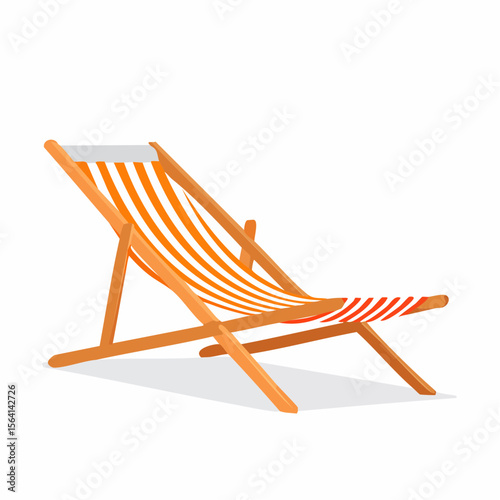 Flat Icon of Striped Sun Lounger in Orange and White