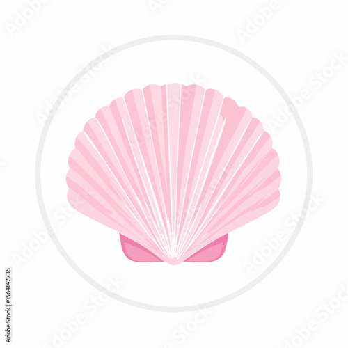 Flat Shell Icon in Soft Pink and White Tones