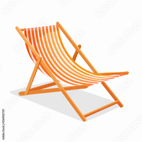 Flat Icon of Striped Sun Lounger in Orange and White