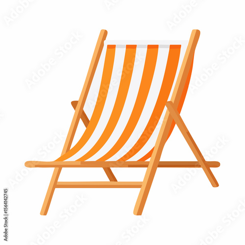 Flat Icon of Striped Sun Lounger in Orange and White