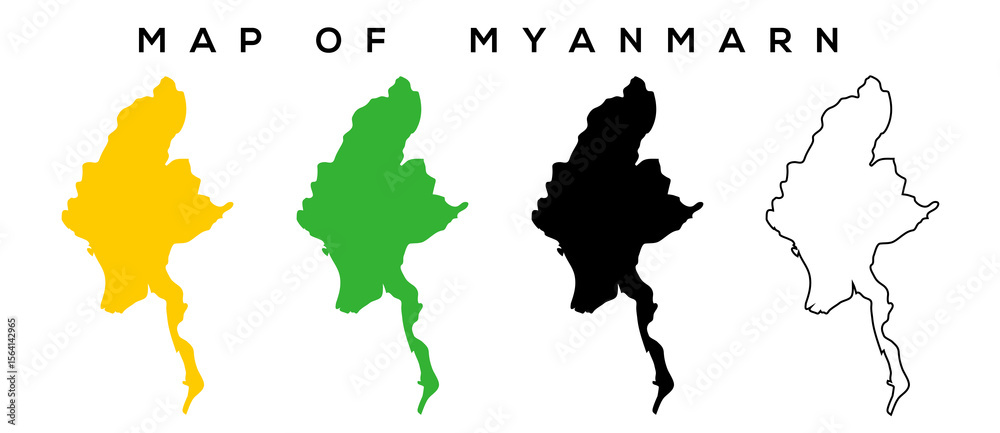 Obraz premium Myanmar Map Outline – Minimal Vector