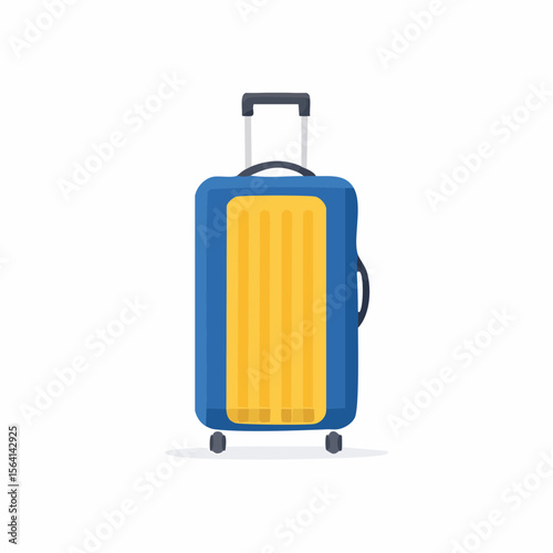 Modern Flat Icon of Travel Suitcase in Blue and Yellow