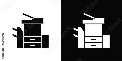 Copier icon simple flat graphic illustrations. Black and white silhouette vector