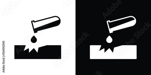 Corrosive substance icon simple flat graphic illustrations. Black and white silhouette vector