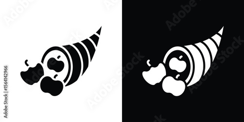 Cornucopia icon simple flat graphic illustrations. Black and white silhouette vector