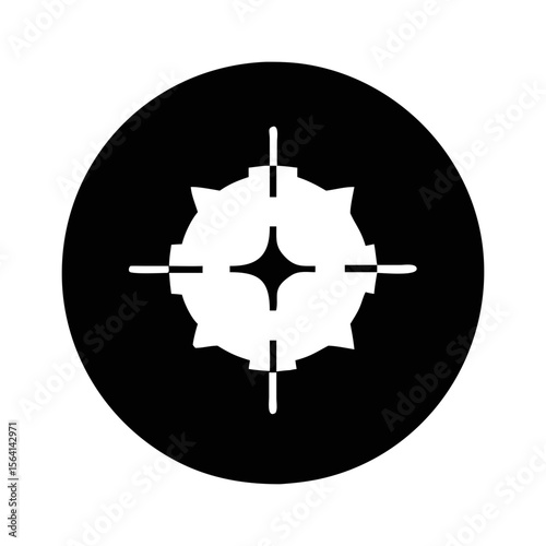 Stylized Target with Star Center in Black Circle Illustration on White Background