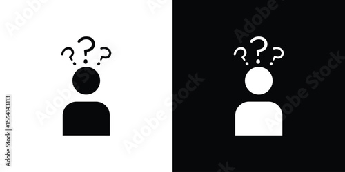 Curious human icon simple flat graphic illustrations. Black and white silhouette vector