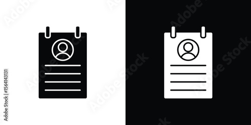 Curriculum icon simple flat graphic illustrations. Black and white silhouette vector