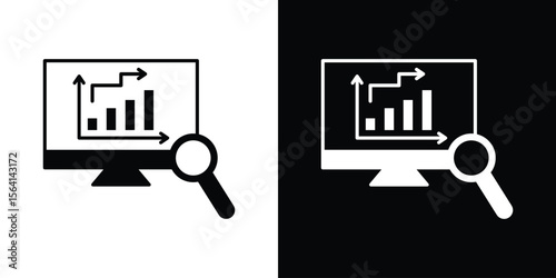 Data Analysing icon simple flat graphic illustrations. Black and white silhouette vector