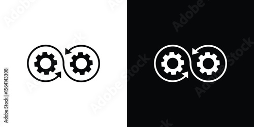 Devops icon simple flat graphic illustrations. Black and white silhouette vector