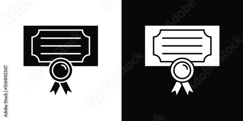 Diploma icon simple flat graphic illustrations. Black and white silhouette vector