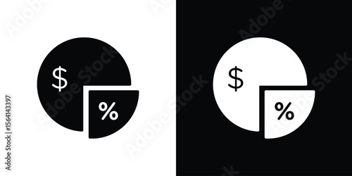 Dividend yield icon simple flat graphic illustrations. Black and white silhouette vector