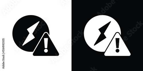 Electric Problem icon simple flat graphic illustrations. Black and white silhouette vector