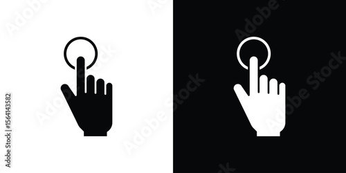 Finger control icon simple flat graphic illustrations. Black and white silhouette vector