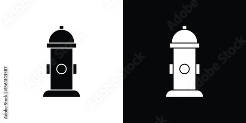 Fire hydrant icon simple flat graphic illustrations. Black and white silhouette vector