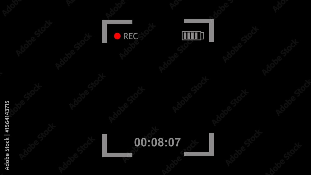 video record film camera screen on a transparent background with alpha channel set to zero