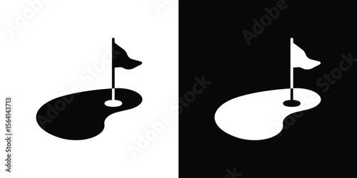 Golf yard icon simple flat graphic illustrations. Black and white silhouette vector