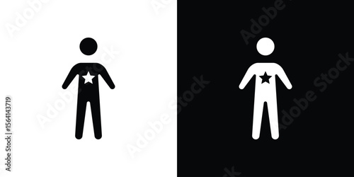 Good human icon simple flat graphic illustrations. Black and white silhouette vector