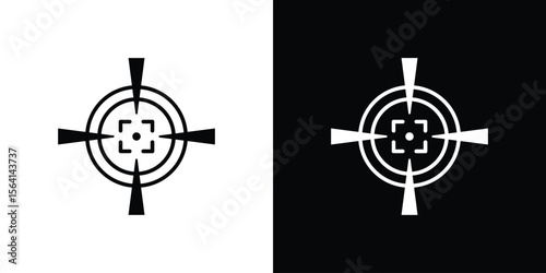 Gun target icon simple flat graphic illustrations. Black and white silhouette vector