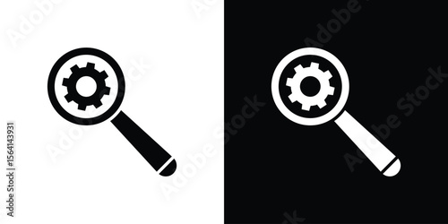 Investigate icon simple flat graphic illustrations. Black and white silhouette vector