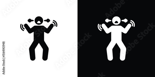 Irritated human icon simple flat graphic illustrations. Black and white silhouette vector