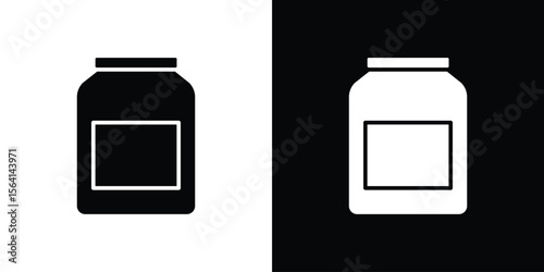 Jar icon simple flat graphic illustrations. Black and white silhouette vector