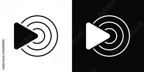 Livestream icon simple flat graphic illustrations. Black and white silhouette vector