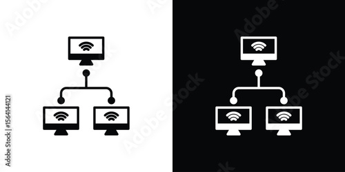 Local network icon simple flat graphic illustrations. Black and white silhouette vector