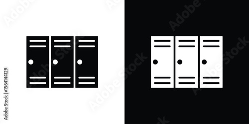 Locker icon simple flat graphic illustrations. Black and white silhouette vector