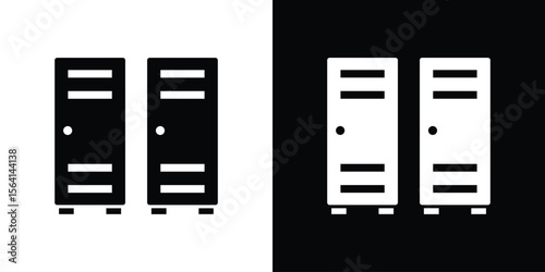 Locker icon simple flat graphic illustrations. Black and white silhouette vector