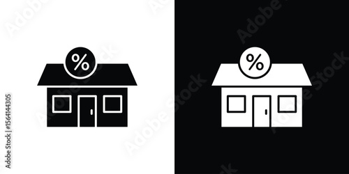 Mortgage rate icon simple flat graphic illustrations. Black and white silhouette vector