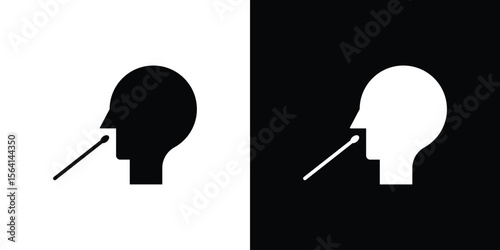 Nasal swab icon simple flat graphic illustrations. Black and white silhouette vector