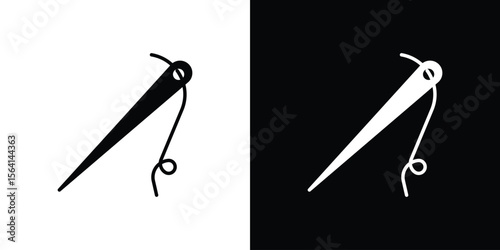 Needle icon simple flat graphic illustrations. Black and white silhouette vector