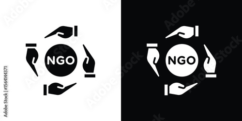 NGO icon simple flat graphic illustrations. Black and white silhouette vector