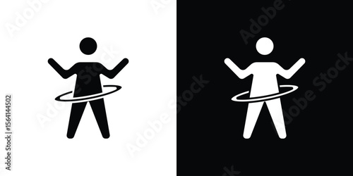 People Hula hop icon simple flat graphic illustrations. Black and white silhouette vector