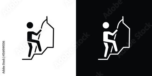 People Climbing icon simple flat graphic illustrations. Black and white silhouette vector