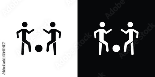 People playing Ball icon simple flat graphic illustrations. Black and white silhouette vector