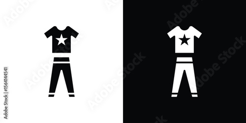 Pijama icon simple flat graphic illustrations. Black and white silhouette vector