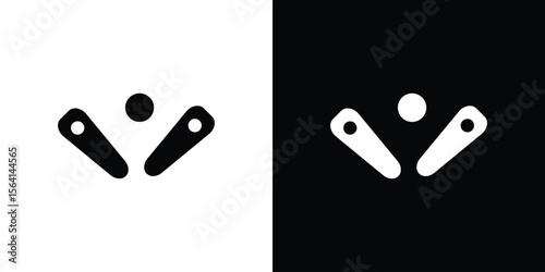 Pinball icon simple flat graphic illustrations. Black and white silhouette vector