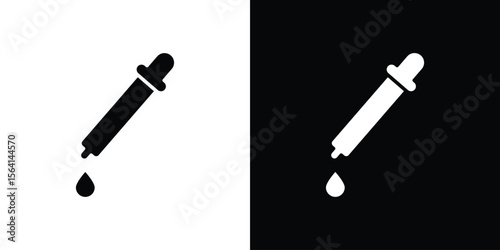 Pipette icon simple flat graphic illustrations. Black and white silhouette vector