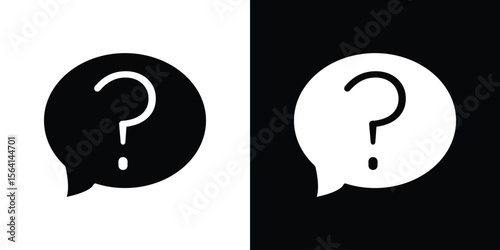Question icon simple flat graphic illustrations. Black and white silhouette vector