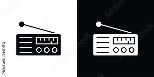 Radio icon simple flat graphic illustrations. Black and white silhouette vector